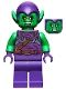 Minifig No: sh0813  Name: Green Goblin - Bright Green Skin, Dark Purple Outfit, Small Yellow Eyes, Plain Legs