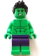 Lego part: Hulk - Minifigure, Dark Purple Pants, Spiked Hair, Open Mouth Smile / Angry