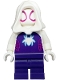 Lego part: Ghost-Spider (Gwen Stacy) - Dark Purple Medium Legs, White Hood, White Spider Logo