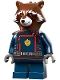 Minifig No: sh0875  Name: Rocket Raccoon - Dark Blue Suit, Reddish Brown Head