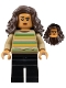 Lego part: MJ (Michelle Jones) - Dark Tan Striped Sweater, Dark Brown Wavy Hair