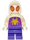 Lego part: Ghost-Spider (Gwen Stacy) - Dark Purple Medium Legs, White Basic Smooth Hood, Gold Spider Logo and Eyes