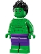 Lego part: Hulk - Minifigure, Dark Purple Pants, Spiked Hair, Lopsided Grin / Angry