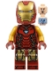 Minifig No: sh1046  Name: Iron Man - Mark 85 Armor, Large Helmet Visor, Thick Red Markings on Torso