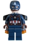 Minifig No: sh1056  Name: Captain America - Dark Blue Suit with Reddish Brown Belt and Harness, Reddish Brown Hands, Jet Pack