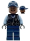 Minifig No: sh1087  Name: Security Guard Arkham Asylum - Female, Dark Blue Cap, Black Vest