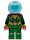 Minifig No: sh1101  Name: Mysterio - White Skull Head, Satin Trans-Light Blue Helmet, Rubber Cape
