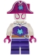 Minifig No: sh1109  Name: Ghost-Spider (Gwen Stacy) - Dark Purple Medium Legs, Magenta Pirate Hat, Medium Azure Spider Logo, Dark Orange Belt