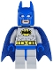 Minifig No: sh111  Name: Batman - Light Bluish Gray Suit with Yellow Belt and Crest, Blue Mask and Cape