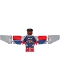 Minifig No: sh1162  Name: Captain America (Sam Wilson) - Dark Blue Suit, Dark Blue Printed Legs with Red Boots, Backpack and Wings