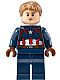 Minifig No: sh184  Name: Captain America - Dark Blue Suit, Reddish Brown Hands, Hair, Dark Orange Eyebrows
