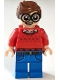 Minifig No: sh464  Name: Dick Grayson, Red Sweater with Dark Red Robins