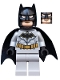 Minifig No: sh552  Name: Batman - Light Bluish Gray Suit with Gold Belt, Black Crest, Mask and Cape (Type 3 Cowl)