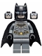 Minifig No: sh589a  Name: Batman - Dark Bluish Gray Suit with Gold Outline Belt and Crest, Mask and Cape (Type 3 Cowl, Spongy Cape)