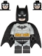 Minifig No: sh689  Name: Batman - Light Bluish Gray Suit with Yellow Belt, Black Crest, Mask and Cape (Type 3 Cowl)