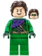 Minifig No: sh888  Name: Green Goblin - Green Outfit without Mask, Dark Brown Hair