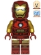 Minifig No: sh910  Name: Iron Man - Dark Red and Gold Armor, Round Arc Reactor, Pearl Gold Arms, One Piece Helmet