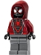 Minifig No: sh943  Name: Spider-Man (Miles Morales) - Dark Red Hood, Dark Bluish Gray Legs