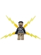 Minifig No: sh945  Name: Electro - Black and Dark Tan Outfit, Medium Brown Head, Small Electricity Wings