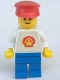 Minifig No: shell001a  Name: Shell - Classic - Blue Legs, Red Hat (Torso with Trapezoid Sticker)