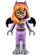 Minifig No: shg012  Name: Batgirl (Light Nougat) - Mini Doll, Medium Lavender Legs, Flat Silver Boots