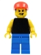 Minifig No: soc004  Name: Plain Black Torso with Yellow Arms, Blue Legs, Red Cap (Soccer Fan)