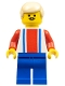 Minifig No: soc029  Name: Soccer Player - Red, White, and Blue Team with Number 9 on Back, Tan Hair