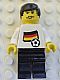 Minifig No: soc031s01  Name: Soccer Player - German Player 3, German Flag Torso Sticker on Front, Black Number Sticker on Back (specify number in listing)