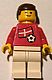 Minifig No: soc036s01  Name: Soccer Player - Danish Player 4, Danish Flag Torso Sticker on Front, Black Number Sticker on Back (specify number in listing)