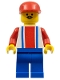 Minifig No: soc047  Name: Soccer Player - Red, White, and Blue Team with Number 9 on Back, Red Cap
