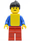 Minifig No: soc051  Name: Soccer Player Womens Team, Black Ponytail Hair, Eyebrows, Yellow Vest