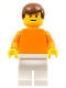 Minifig No: soc095  Name: Plain Orange Torso with Orange Arms, White Legs, Brown Male Hair (Dutch National Player)
