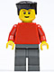 Minifig No: soc131  Name: Plain Red Torso with Red Arms, Dark Bluish Gray Legs, Black Flat Top Hair (Soccer Player)