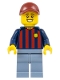 Minifig No: soc144  Name: Soccer Fan - FC Barcelona, Male, Sand Blue Legs