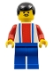 Minifig No: soc150  Name: Soccer Player - Red, White, and Blue Team with Number 4 on Back