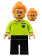 Minifig No: soc159  Name: Soccer Referee - Orange Hair, Lime Jersey, Black Legs