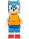 Lego part: Sonic the Hedgehog - Light Nougat Face and Arms, Grin to Left, Orange Life Jacket