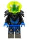 Minifig No: sp029  Name: Insectoids Zotaxian Alien - Male, Black and Blue with Silver Circuits, with Armor (Captain Wizer / Captain Zec)