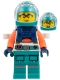 Minifig No: sp150  Name: Astronaut - Dark Turquoise Helmet and Legs, Coral Arms, Dark Blue Backpack