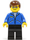 Minifig No: spd002  Name: Peter Parker 1 - Jacket Blue, Black Legs, Brown Male Hair