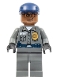 Minifig No: spd029  Name: Security Guard, Dark Bluish Gray Shirt w/Badge and Radio, Dark Bluish Gray Legs