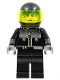 Minifig No: stu015  Name: Male Actor 3, Driver, Black Helmet, Trans-Neon Green Visor