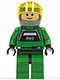 Minifig No: sw0031b  Name: Rebel Pilot A-wing - Light Nougat Head, Trans-Yellow Visor, Green Jumpsuit