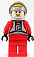 Minifig No: sw0032a  Name: Rebel Pilot B-wing - Light Nougat Head, Light Bluish Gray Helmet, Trans-Black Visor, Red Flight Suit