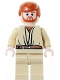 Minifig No: sw0162  Name: Obi-Wan Kenobi - Light Nougat, Dark Orange Hair, Tan Legs, Gold Headset