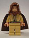 Minifig No: sw0173  Name: Obi-Wan Kenobi - Young, Light Nougat, Brown Hood and Cape, Tan Legs