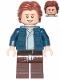 Minifig No: sw1021  Name: Han Solo, Dark Brown Legs with Holster Pattern, Dark Blue Jacket, Wavy Hair, Smile / Frown