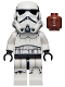 Minifig No: sw1167  Name: Imperial Stormtrooper (Dual Molded Helmet, Gray Squares on Back) - Male, Reddish Brown Head, Grimace