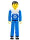 Minifig No: tech005  Name: Technic Figure Blue Legs, White Top with Blue Technic Logo, Blue Arms