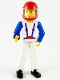 Minifig No: tech006a  Name: Technic Figure White Legs, White Top with Blue Suspenders Pattern, Blue Arms, Red Helmet